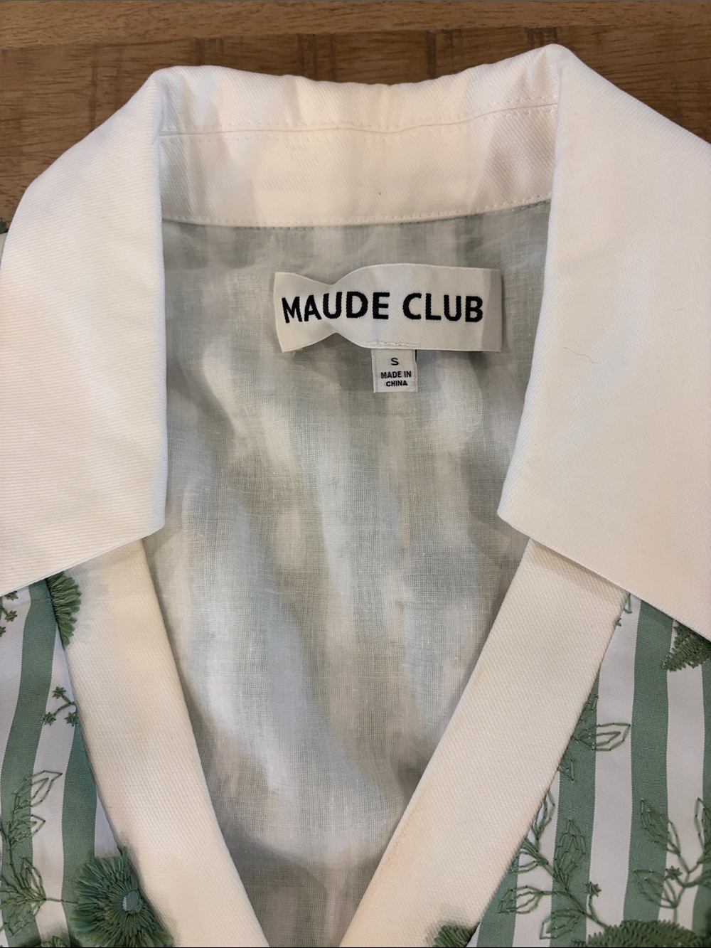 Maude Club CeCe Tunic Dress 3D Flowers Green Stripes Small NWT $152 Preppy Vacay - Picture 7 of 9